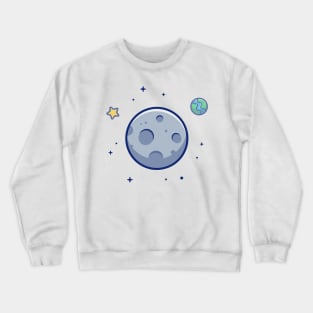 Moon in space cartoon Crewneck Sweatshirt